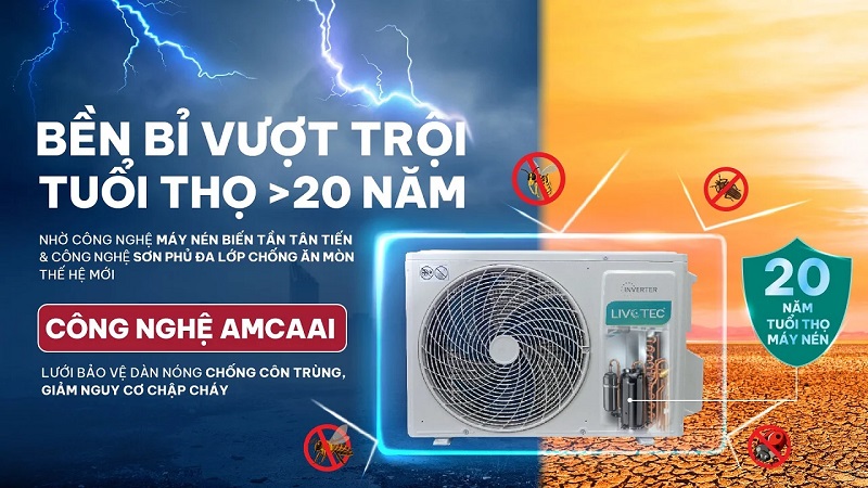 Máy lạnh Livotec DH09 độ bền vượt trội, máy nén dàn nóng 20 năm
